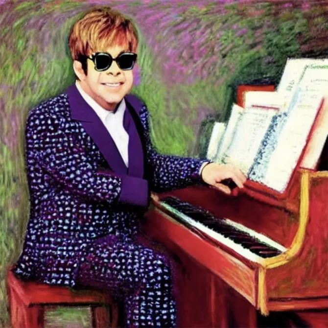 Elton John in the style of Claude Monet     1